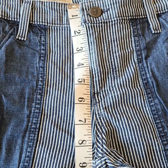 Striped and Denim Patch High-Waist Women’s Shorts - Blue - Picture 12 of 16